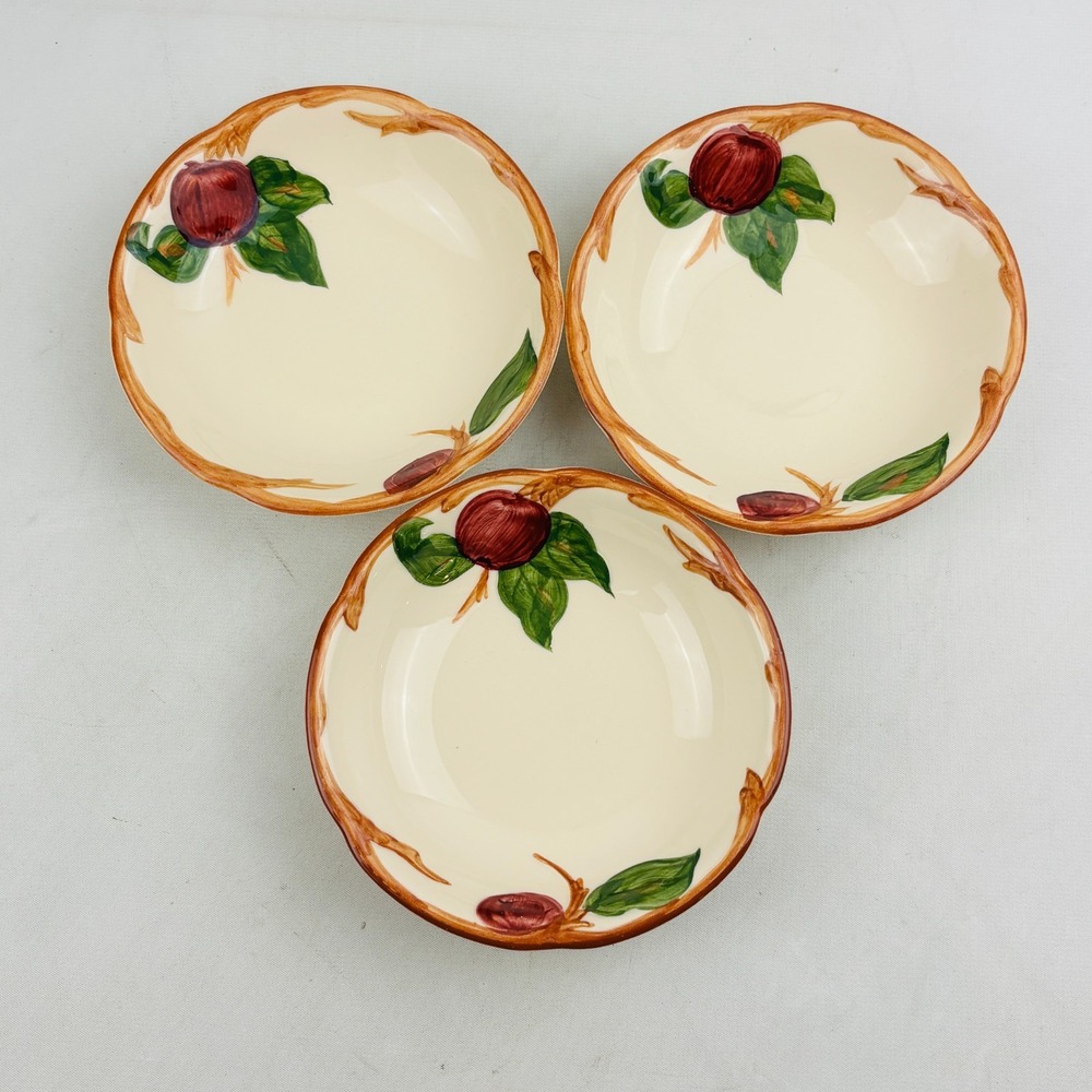 Franciscan Apple Fruit Dessert Sauce Bowl Lot‎ of 3 California USA Made Vintage